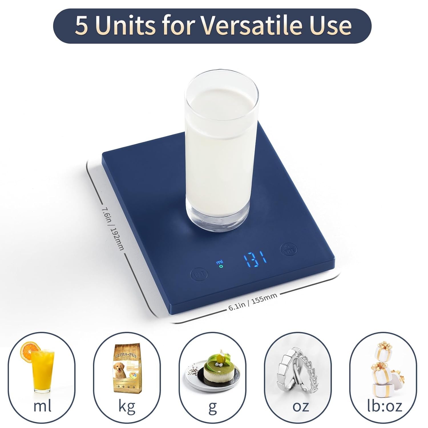 22Lb/10Kg Food Scale, Precision 0.1Oz/1G by Our Professional Scale Factory since 2001, Kitchen Scales Digital Weight Grams and Ounces for Cooking and Baking, LED, 3*AAA Batteries, Blue