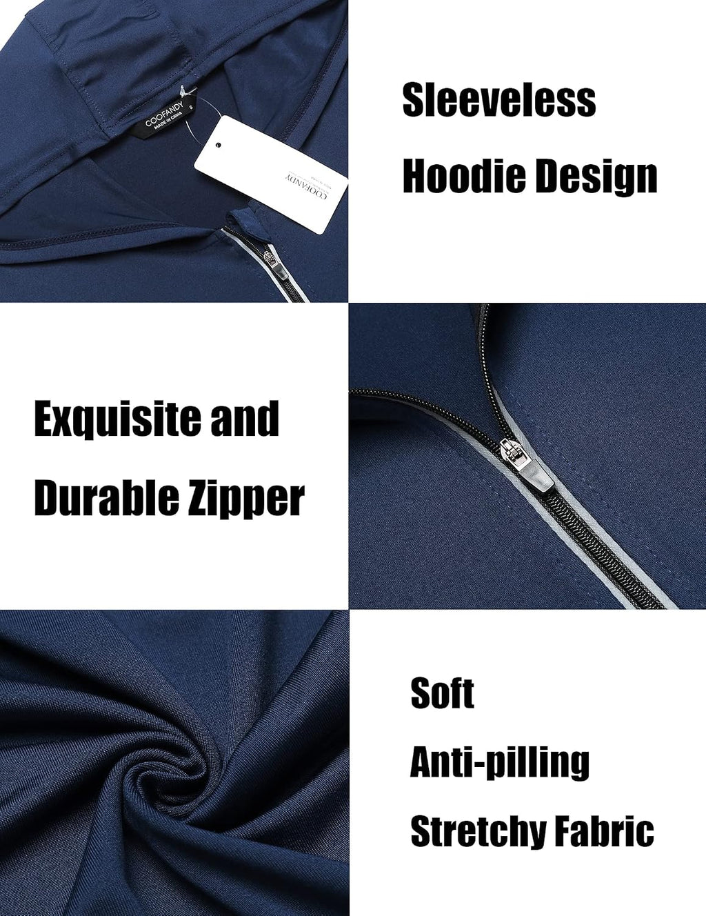 Men'S Workout Hooded Tank Tops Zip up Sleeveless Hoodie Bodybuilding Fitness Gym Muscle Cut off T Shirt
