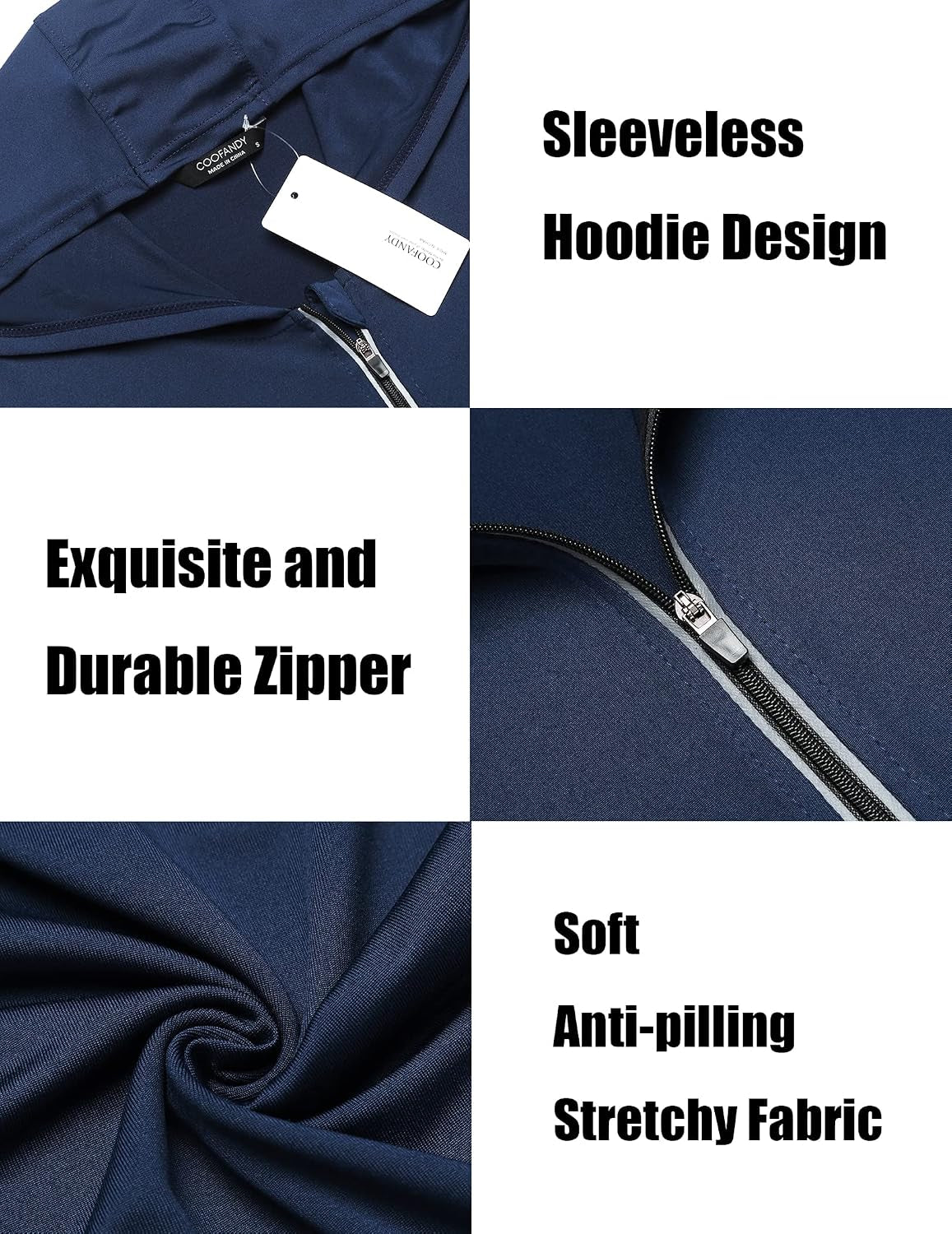Men'S Workout Hooded Tank Tops Zip up Sleeveless Hoodie Bodybuilding Fitness Gym Muscle Cut off T Shirt