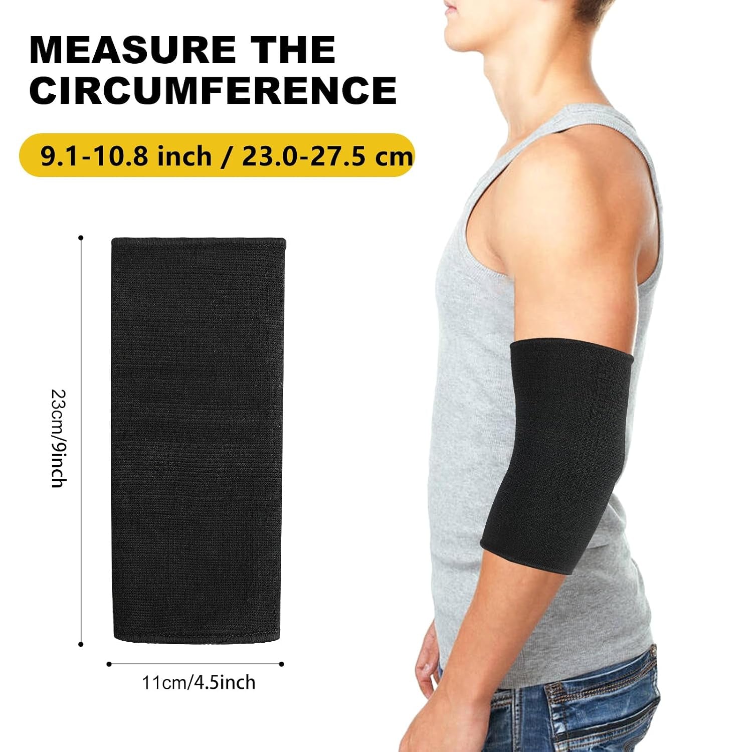 Elbow Compression Sleeves, Elbow Brace for Men Women, Tennis Golfer'S Elbow Support, Arm Support Sleeves for Sports Protection and Pain Relief (Black)