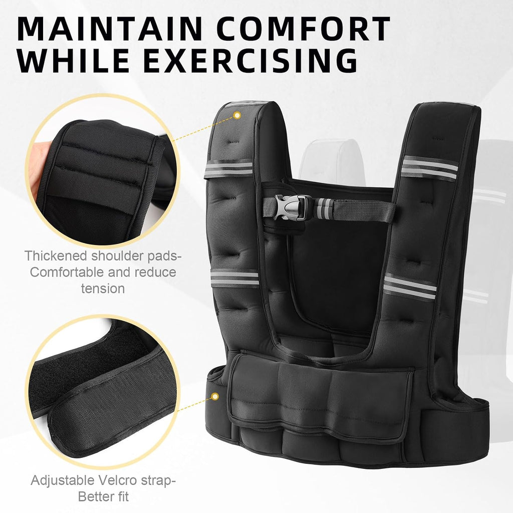 Adjustable Weighted Vest Woman, 4-12Lb/10-18Lb Weight Vest with 6 Removable Weight Bags and Pocket | Weight Vest Men and Women for Walking, Running, Weight Loss, Strength Training