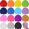 15 Pcs Unisex Adult Silicone Swim Cap Waterproof Swimming Cap Bulk for Women Men Adult Non Slip Pool Hat Elastic Silicone Caps Water Resistant Layer for Long Short Hair