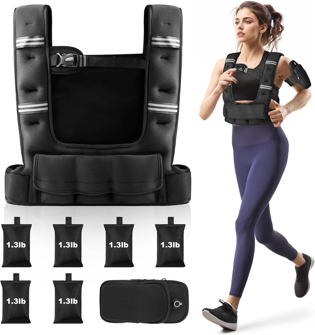 Adjustable Weighted Vest Woman, 4-12Lb/10-18Lb Weight Vest with 6 Removable Weight Bags and Pocket | Weight Vest Men and Women for Walking, Running, Weight Loss, Strength Training