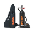 SMACO S400 1L mini scuba tank in black with pressure gauge, regulator and sling dive bag