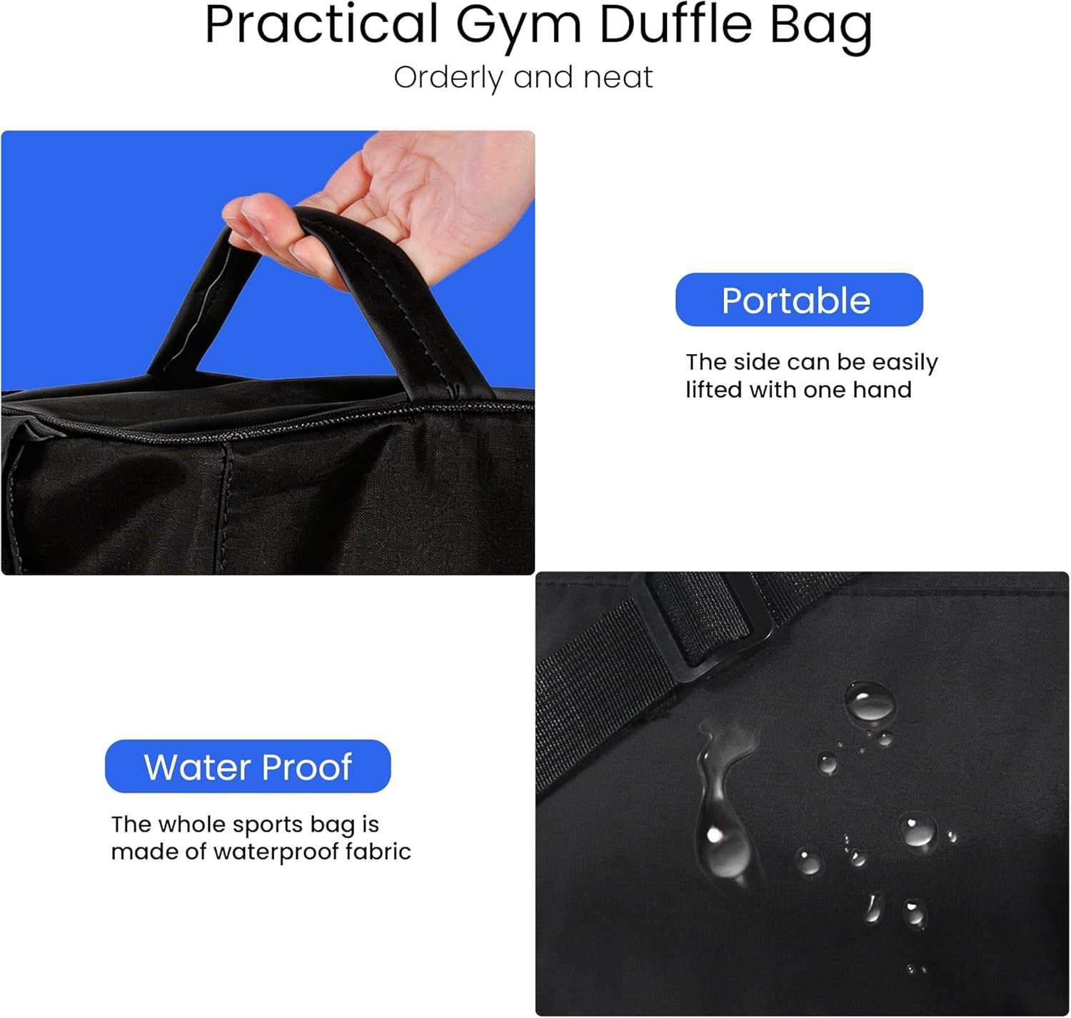 Small Gym Bag for Women & Men,Small Lightweight Duffel Bag Carry on Bags Mini Duffel Travel Bag Waterproof Sports Bags for Workout/Sport/Travel, Black