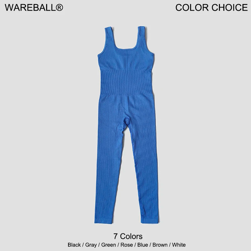 Women'S Tracksuit Yoga Set Seamless Jumpsuits Ribbed One Piece Fitness Rompers Sleeveless Sportswear Gym Set Workout Clothes