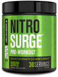 NITROSURGE Pre Workout Supplement - Endless Energy, Instant Strength Gains, Clear Focus, Intense Pumps - NO Booster & Powerful Preworkout Energy Powder - 30 Servings, Green Apple