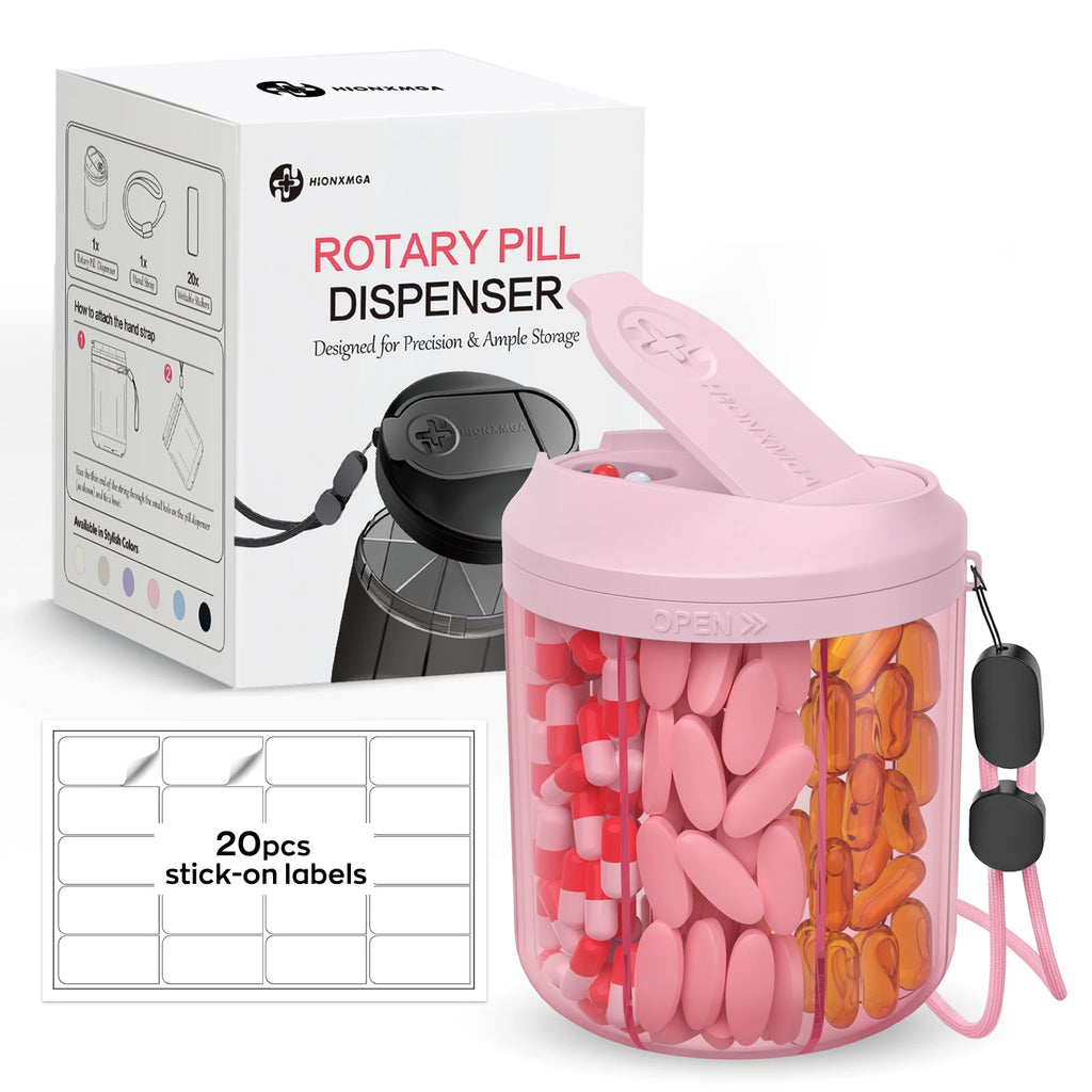 Weekly/7-Compartment Pill Organizer, Travel Pill Case with Anti-Mix Design & 20 Labels – Portable Supplement Container