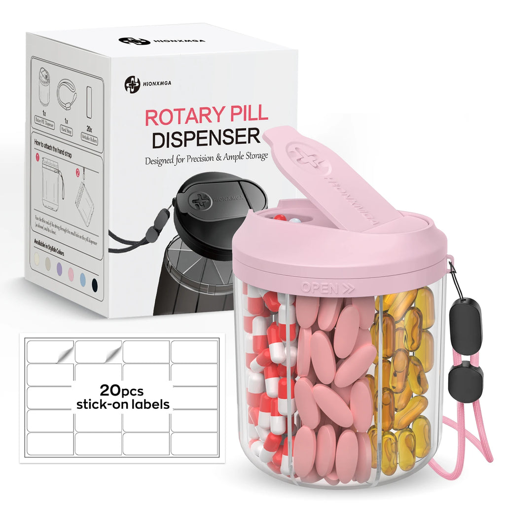 Weekly/7-Compartment Pill Organizer, Travel Pill Case with Anti-Mix Design & 20 Labels – Portable Supplement Container