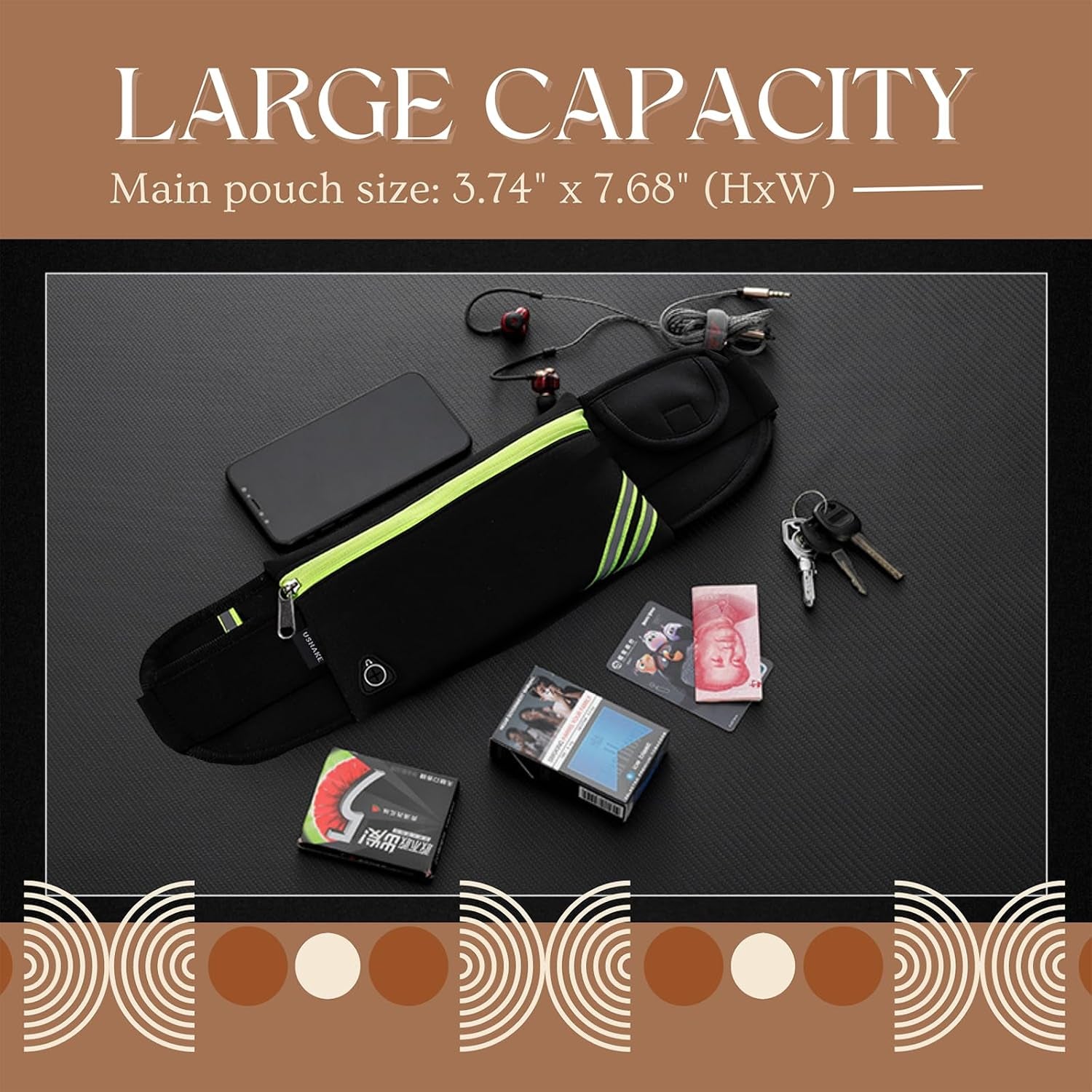 Running Belt with Bounce-Free Pouch for Iphone and Samsung Galaxy - Ideal for Running, Walking, Cycling, and Gym Workouts