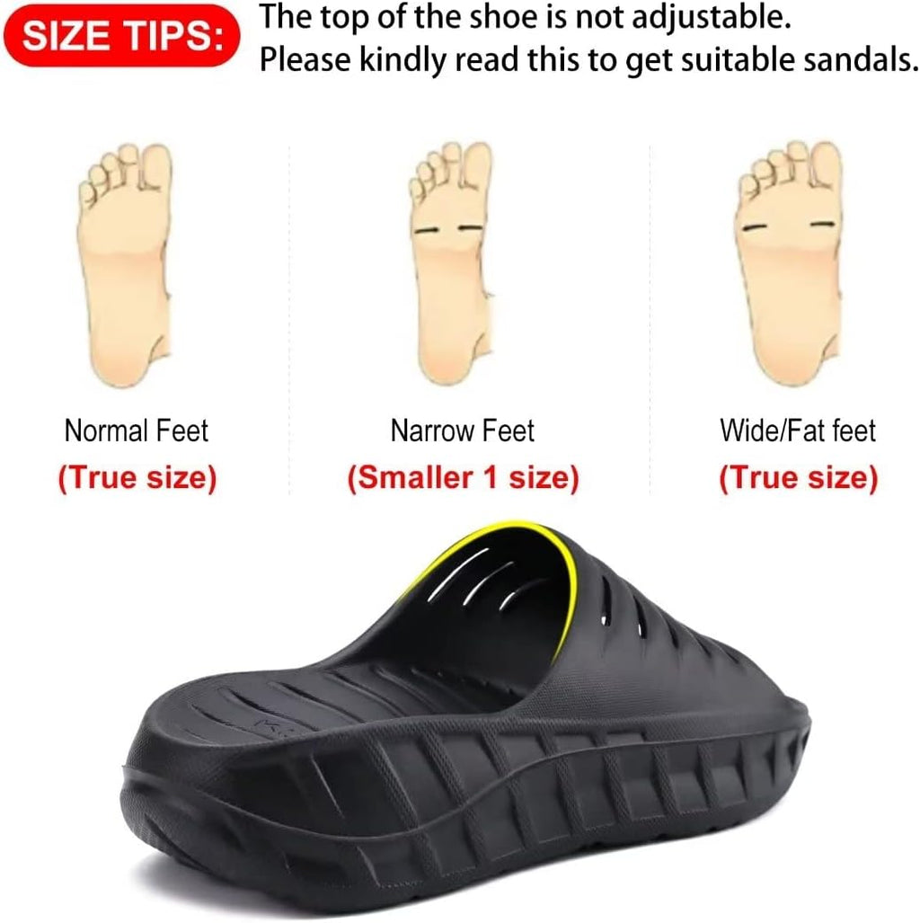 Mens Sport Recovery Sandals Arch Support Plantar Fasciitis Slides | Thick Cushion Slip on Wide Comfort Orthotic Open Toe Slippers,Post Run &Exercise Outdoor Beach Walking