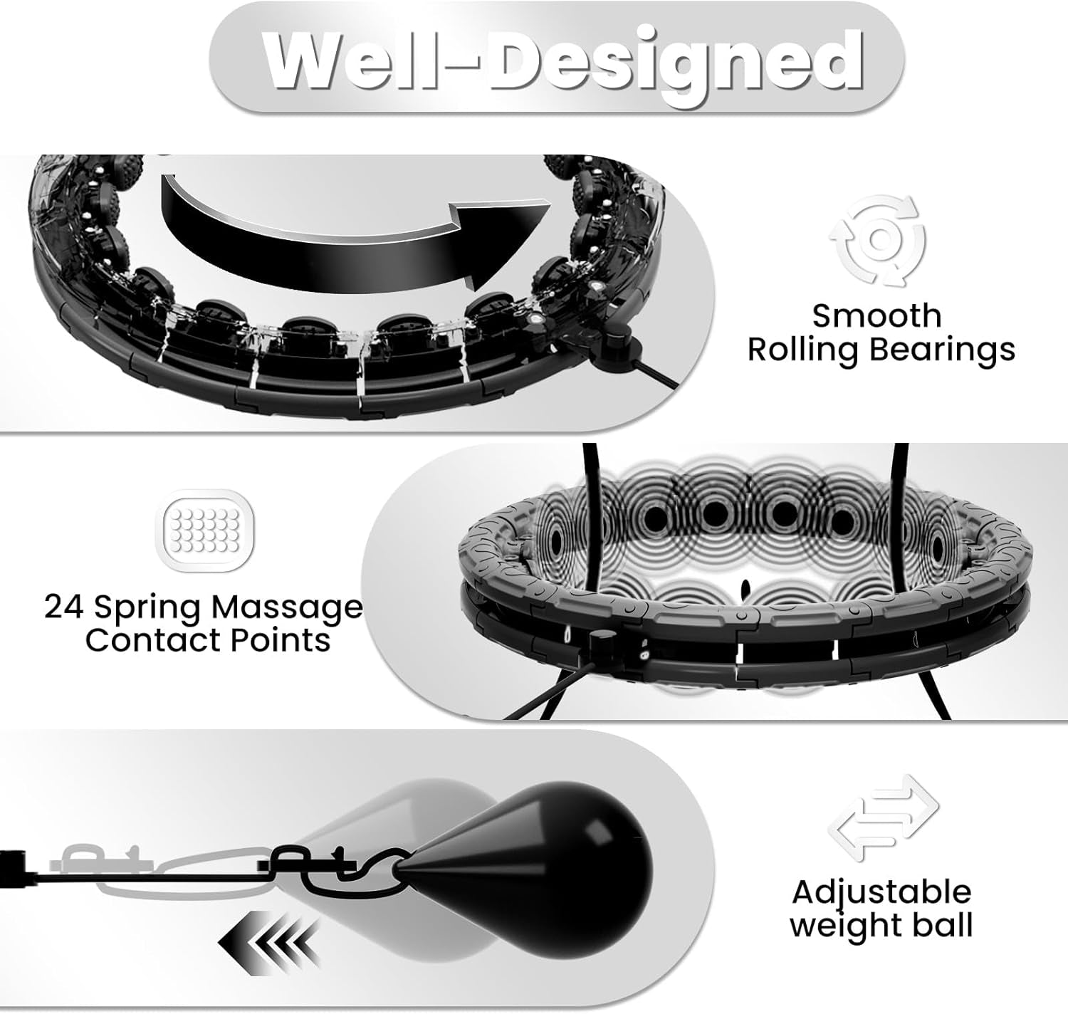 Weighted Hula Infinity Fitness Hoop for Adult Weight Loss | 2 in 1 Smart Fitness Workout Hula Circle Hoops with 26 Detachable Knots, Exercise Fit Hoop Suitable for Women and Beginners