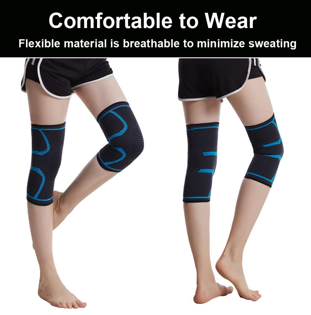 Knee Braces for Knee Pain, 2 Pack Knee Pads Knee Sleeves Weightlifting Knee Compression Sleeve, Knee Support Knee Flex Wrap Knee Sleeves (Medium, Black)