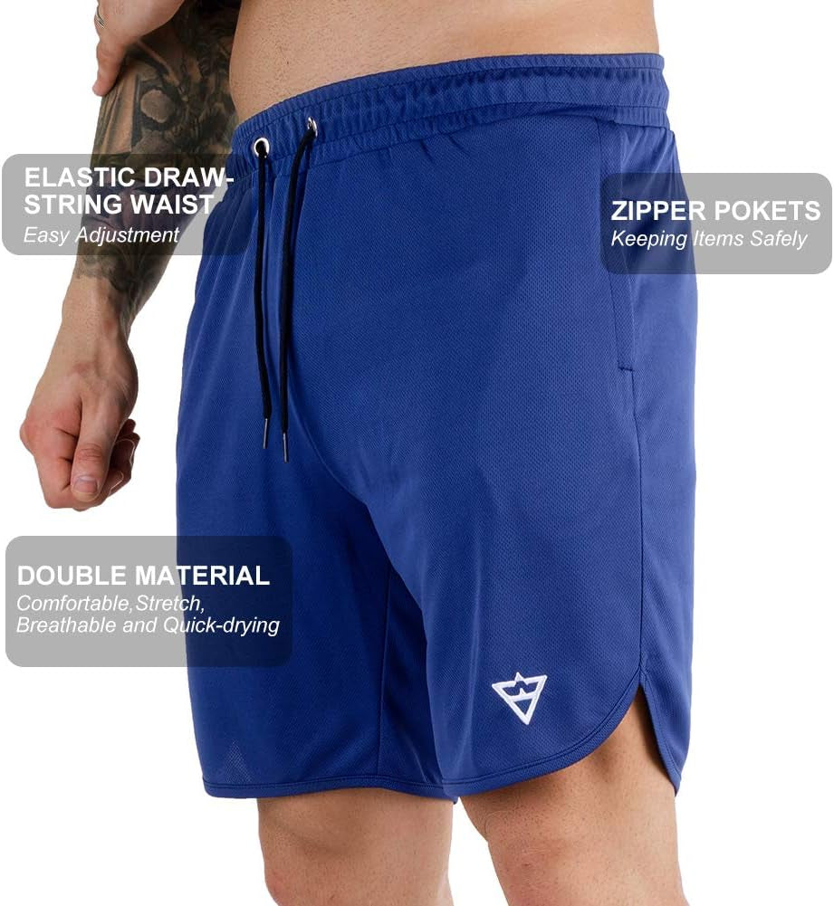 Men'S 7" Running Shorts with Zipper Pocket for Gym & Athletics