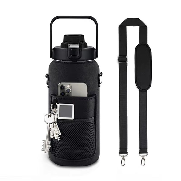 PrimeBuild™ 2L Motivational Water Bottle with Straw & Sleeve