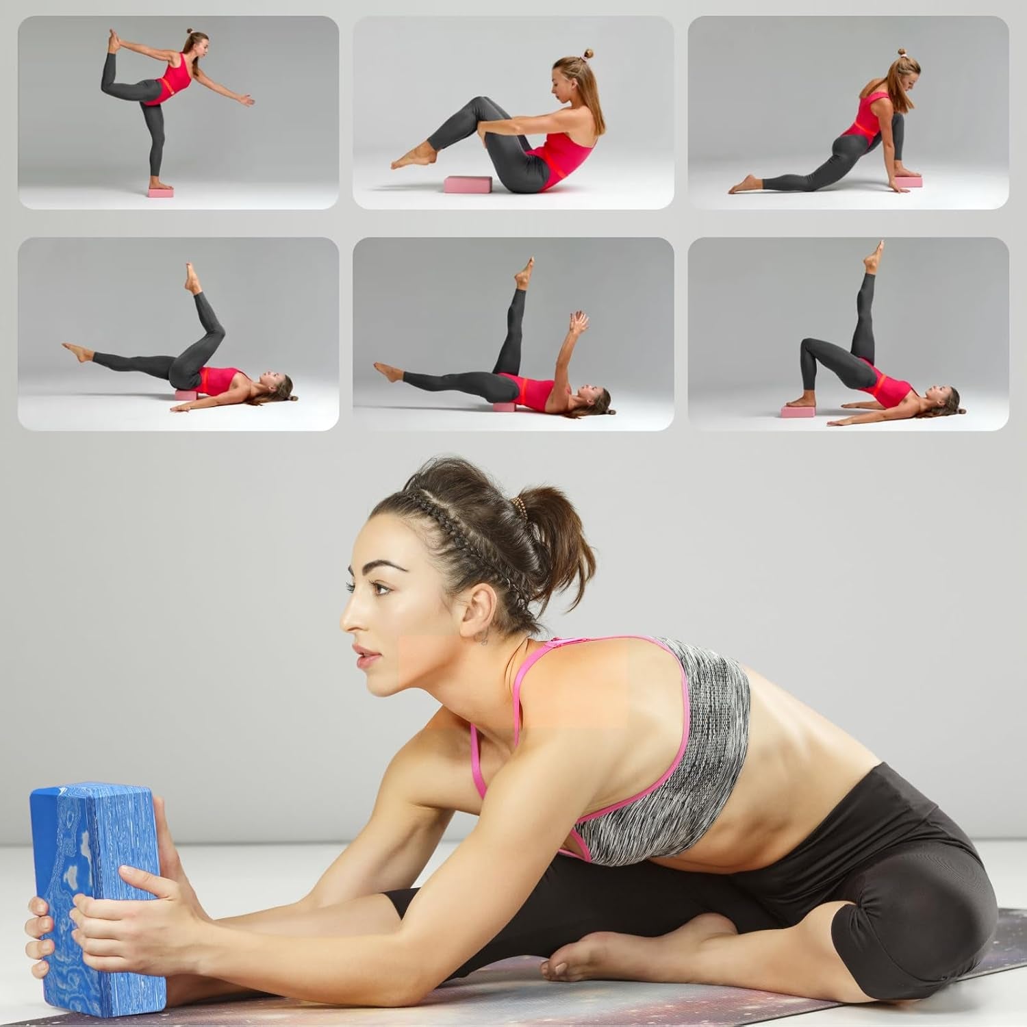 2-Pack Yoga Blocks, High-Density 9"X6"X3" Yoga Brick Foam Blocks Non-Slip EVA Foam Block Yoga Props Accessories for Yoga Pilates Stretching and Meditation