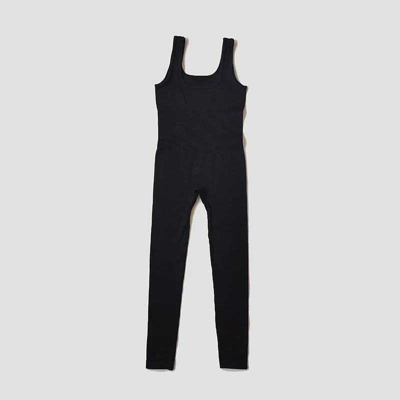 Women'S Tracksuit Yoga Set Seamless Jumpsuits Ribbed One Piece Fitness Rompers Sleeveless Sportswear Gym Set Workout Clothes