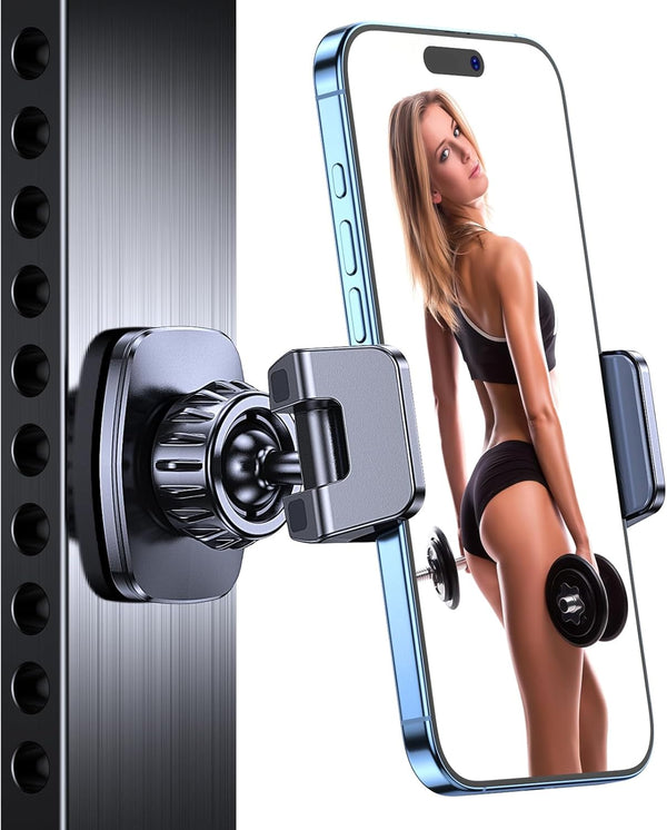 PrimeBuild™ Magnetic Gym Phone Holder – Workout MagSafe Mount