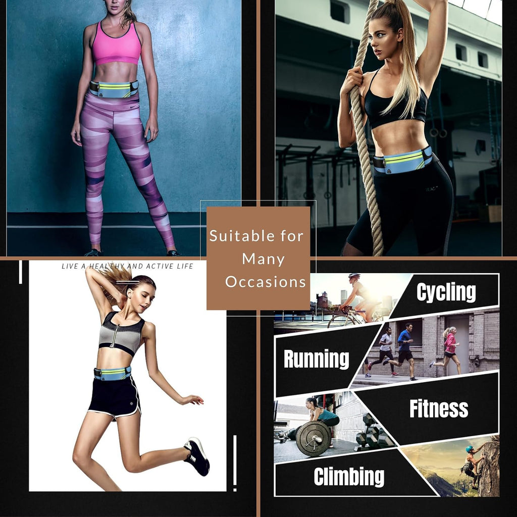Running Belt with Bounce-Free Pouch for Iphone and Samsung Galaxy - Ideal for Running, Walking, Cycling, and Gym Workouts