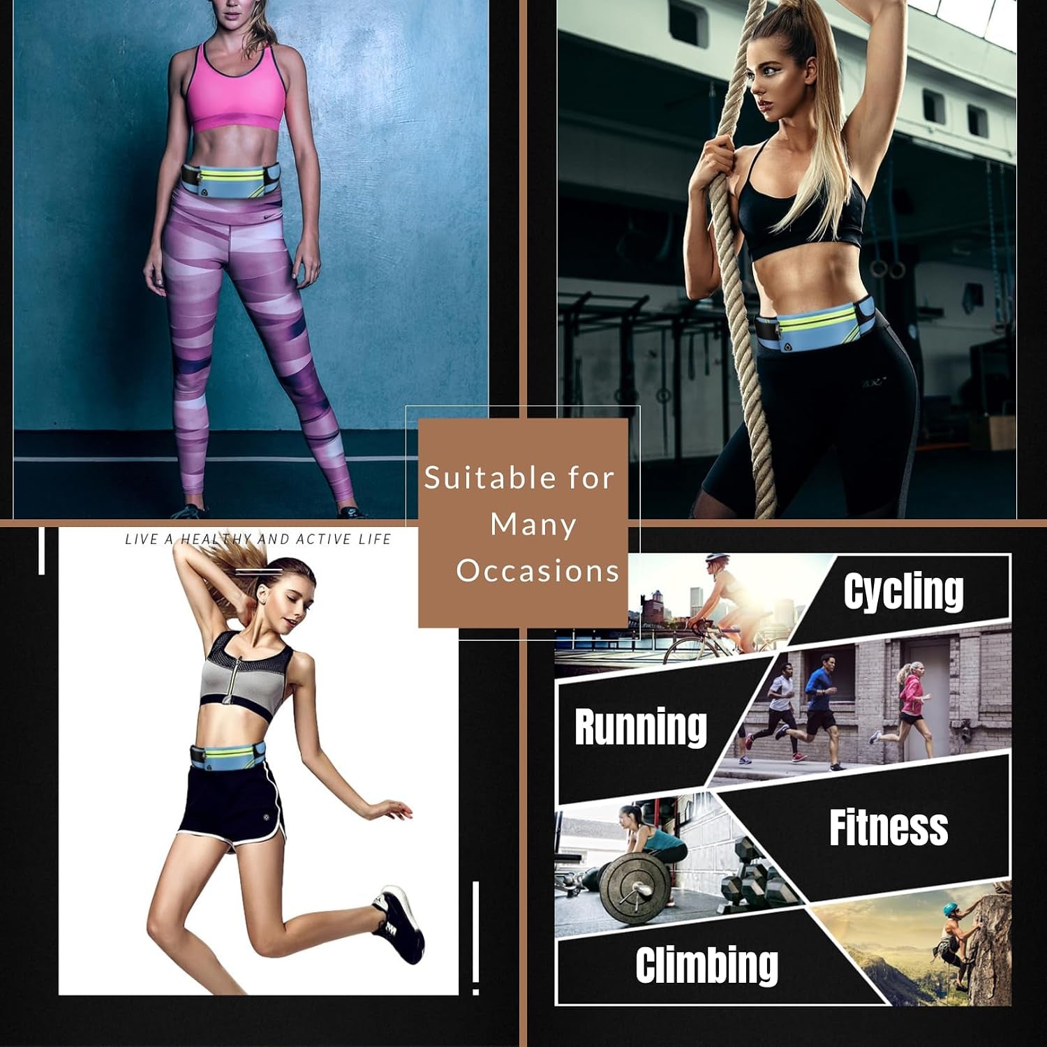 Running Belt with Bounce-Free Pouch for Iphone and Samsung Galaxy - Ideal for Running, Walking, Cycling, and Gym Workouts