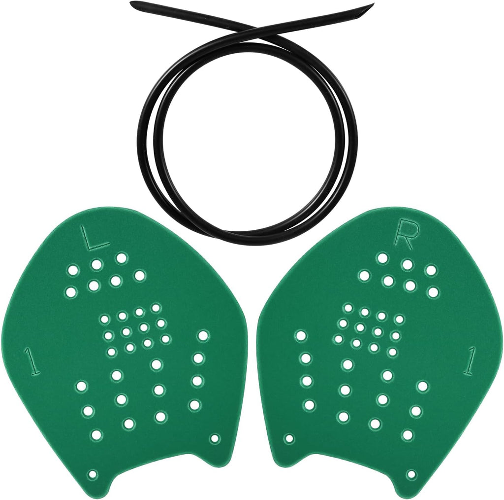 Swimming Paddles for Hands, Swim Paddles with Adjustable Straps, Medium, Green, Black
