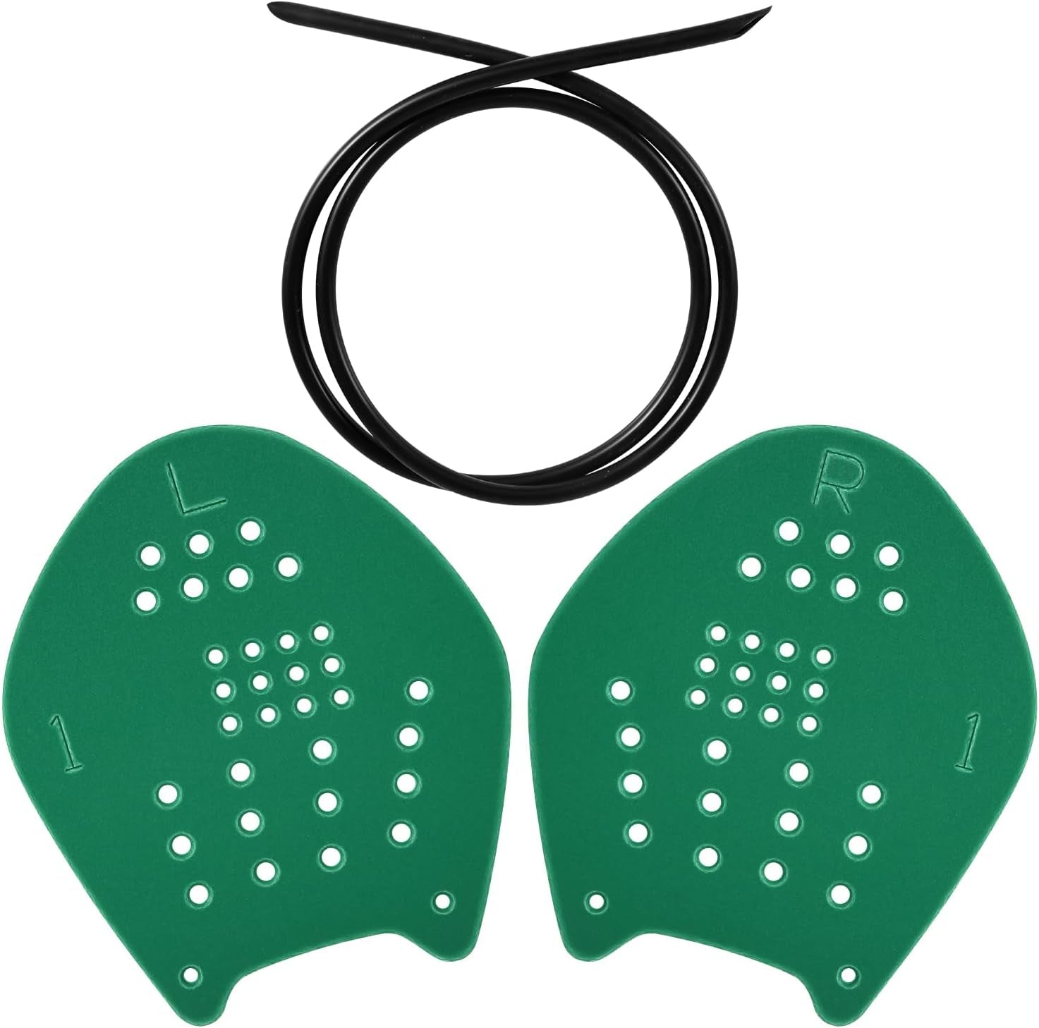 Swimming Paddles for Hands, Swim Paddles with Adjustable Straps, Medium, Green, Black