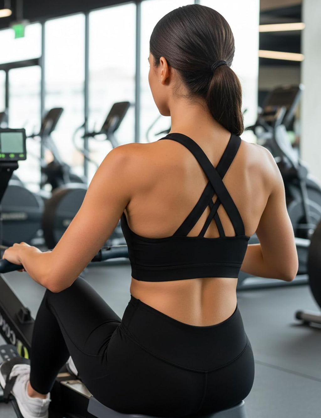 Sports Bra for Women, Criss Cross Back Medium Support Workout Bras with Removable Cups for Yoga Running Gym