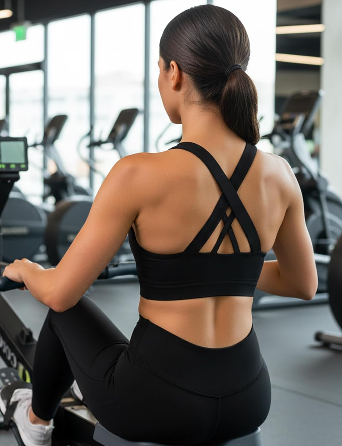 Sports Bra for Women, Criss Cross Back Medium Support Workout Bras with Removable Cups for Yoga Running Gym