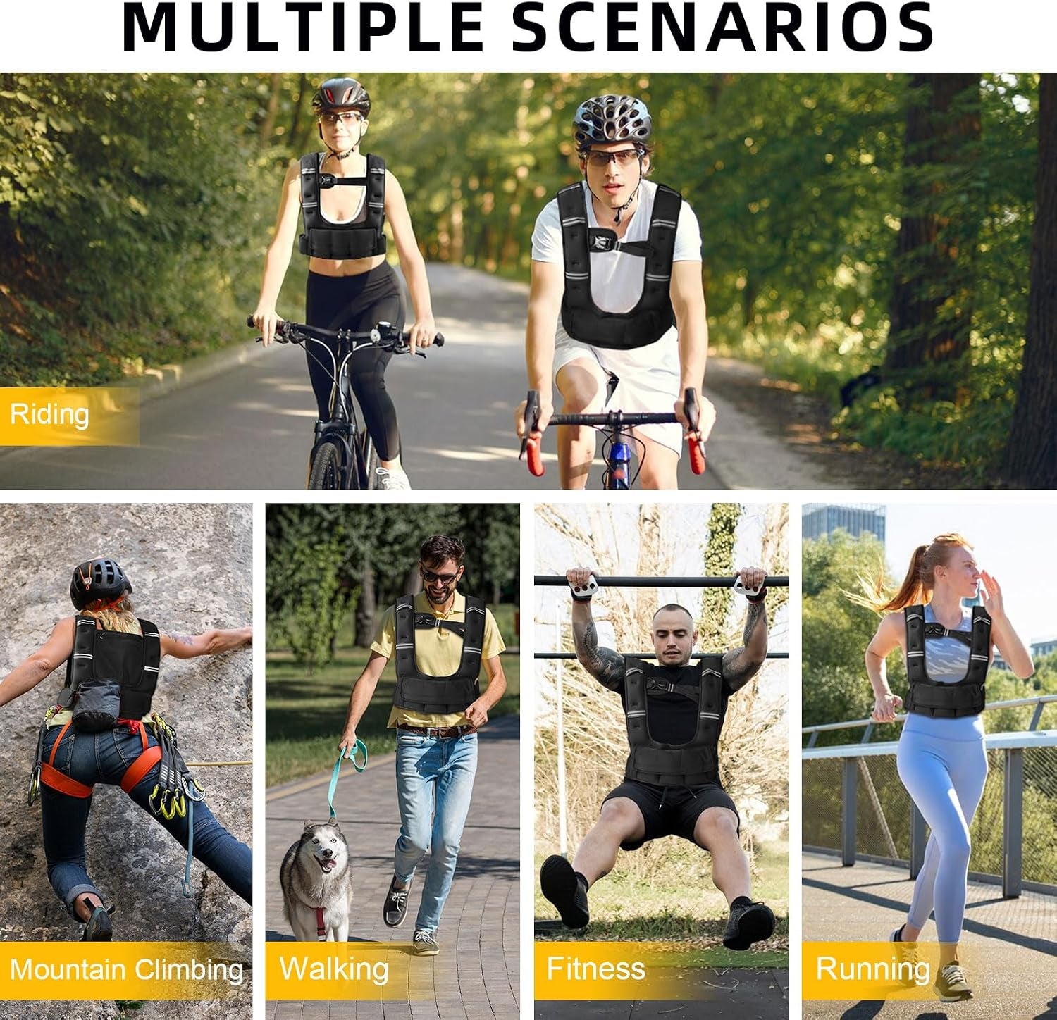 Adjustable Weighted Vest Woman, 4-12Lb/10-18Lb Weight Vest with 6 Removable Weight Bags and Pocket | Weight Vest Men and Women for Walking, Running, Weight Loss, Strength Training