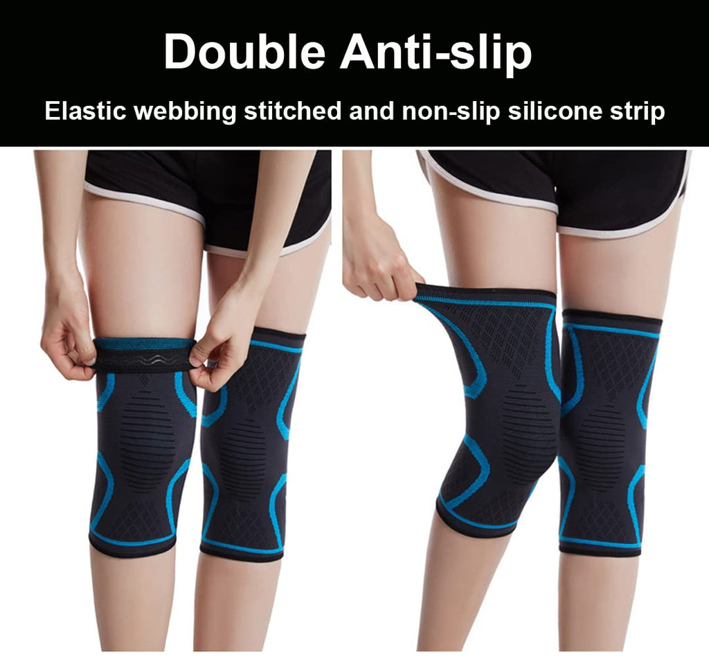 Knee Braces for Knee Pain, 2 Pack Knee Pads Knee Sleeves Weightlifting Knee Compression Sleeve, Knee Support Knee Flex Wrap Knee Sleeves (Medium, Black)