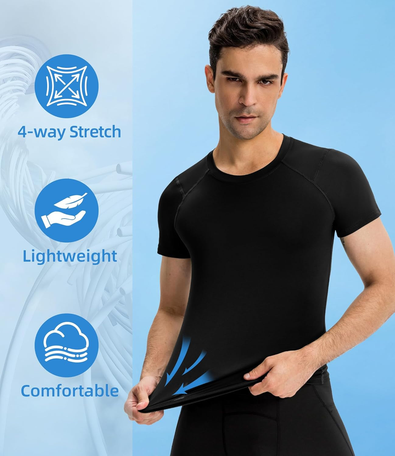 Men'S Compression Shirt Short Sleeve Cool Dry Workout Athletic T-Shirts Sports Undershirt Performance Compression Tops