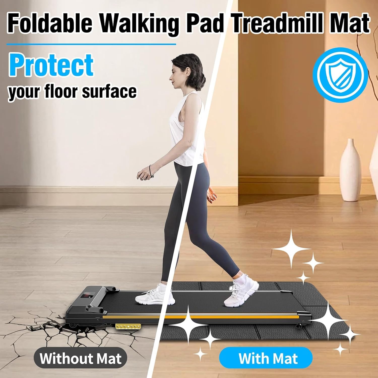 Foldable Walking Pad Treadmill Mat, Floor Protection Pad for Home Workout | Protect Floors, Noise Reduction, Prefect for Walking Pad Treadmill for Home, Non Slip, anti Vibration