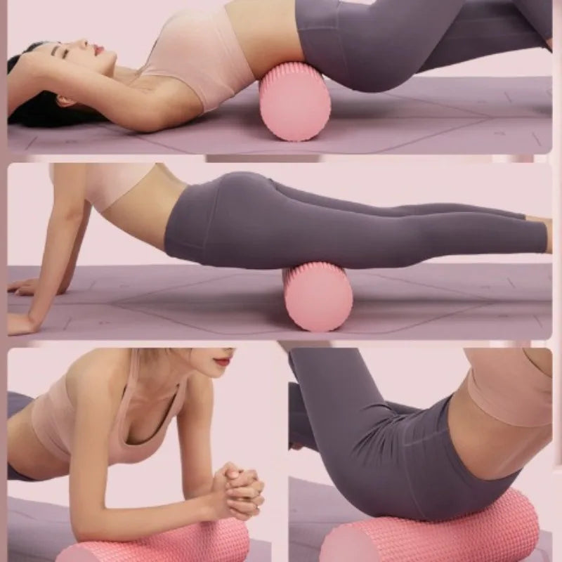 Diameter 9.6Cm Length 30Cm Yoga Roller EVA Foam Cylinder Hexagonal Roller for Pilates Exercise Enhanced Home Workouts