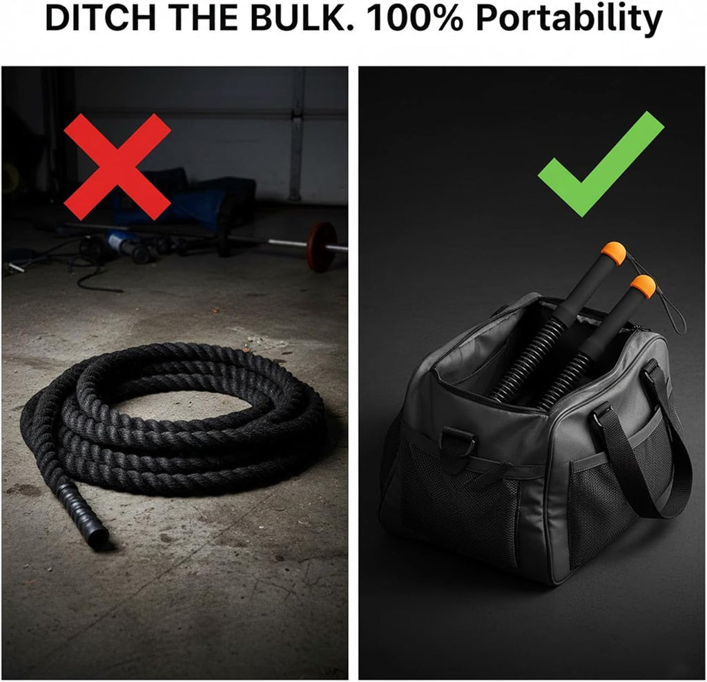 Weighted Ropeless Battle Ropes (2-Pack),Portable Cordless Battle Ropes for Home Gym,Arm Exerciser Rope,Workout Rope for Strength Building,Low-Impact Aerobic Training and HIIT for Fitness Enthusiasts.