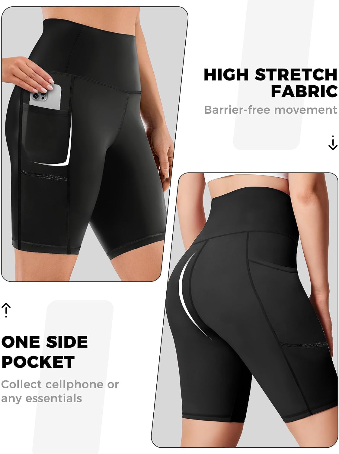 Biker Shorts Women - 5"/8" High Waisted Tummy Control Workout Gym Spandex Yoga Athletic Bike Shorts with Pocket