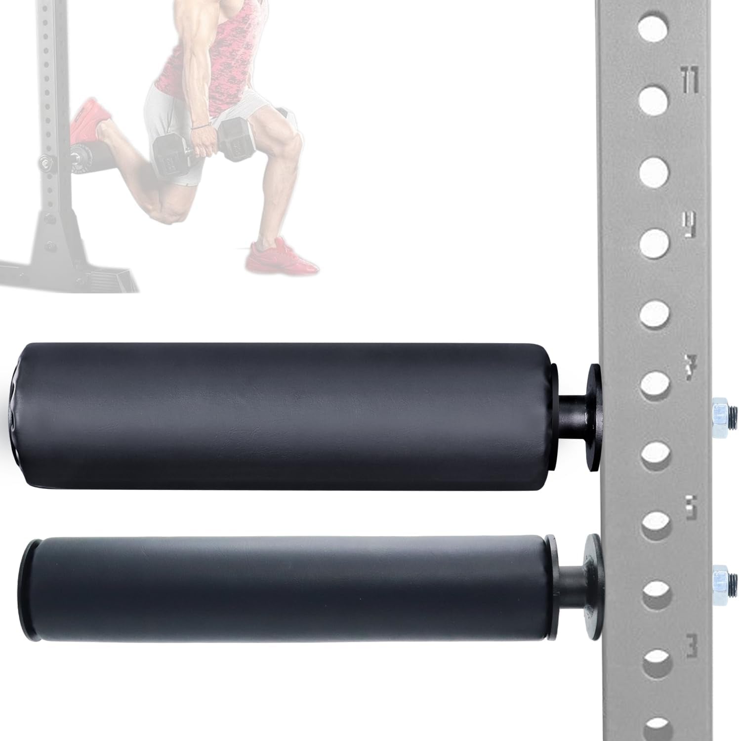 Single Leg Squat Roller/Nordic Hamstring Curl for Squat Rack Power Rack Attachments, Bulgarian Split Squat for Workout Esquipment Home Gym Accessories