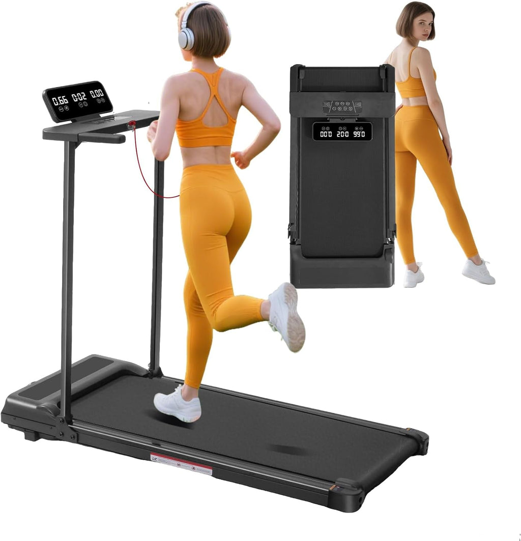 Portable Foldable Treadmill with Handle Bar Walking Pads for Home | 3.5HP Electric Mini Treadmill with Handle Bar for Home Small, 0.6-10.0MPH Walking Pad Treadmill for Home Exercising, 400LBS