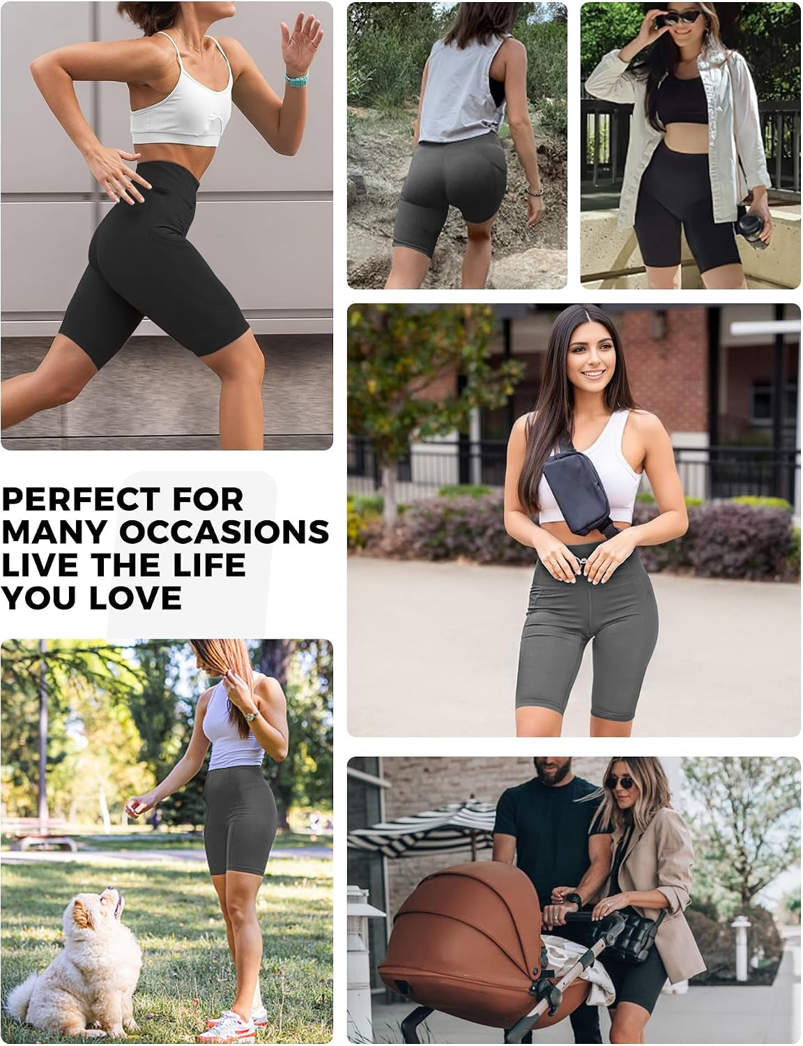 Biker Shorts Women - 5"/8" High Waisted Tummy Control Workout Gym Spandex Yoga Athletic Bike Shorts with Pocket