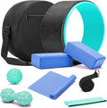 All in One Yoga Wheel Set, Soft Foam Roller Wheel for Back Pain & Stretching, Yoga Blocks 2 Pack with Strap, Trigger Point Therapy Massage Ball for Deep Tissue, Yoga Starter Kit for Beginner