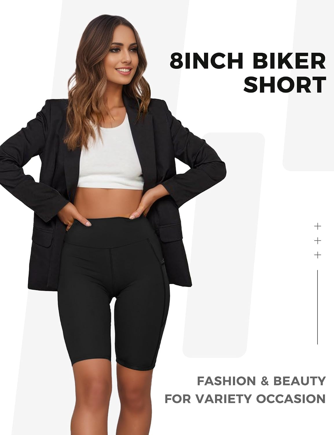 Biker Shorts Women - 5"/8" High Waisted Tummy Control Workout Gym Spandex Yoga Athletic Bike Shorts with Pocket
