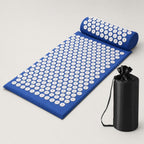 Acupressure Mat & Pillow Set – blue mat, half-round pillow and black storage bag