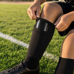 Kids' Soccer Shin Guards Set – sliding a shin guard into the sleeve pocket under the top flap