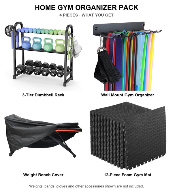 PrimeBuild™ Home Gym Organizer Pack – 4 Pieces